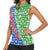 Uzbekistan Women Sleeveless Polo Shirt with Ikat Pattern and National Coat of Arms Design - Wonder Print Shop