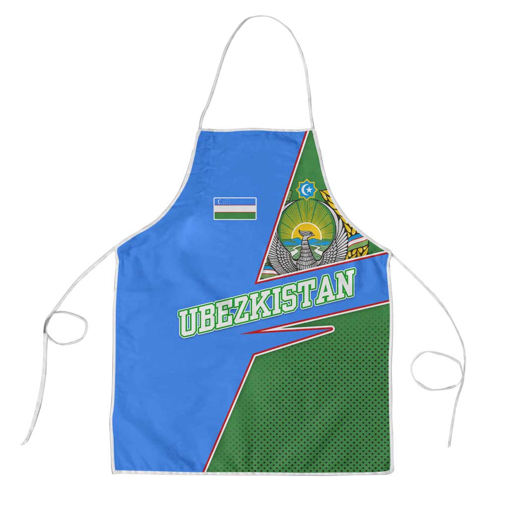 Uzbekistan Apron with National Coat of Arms and Modern Gradient Design - Wonder Print Shop