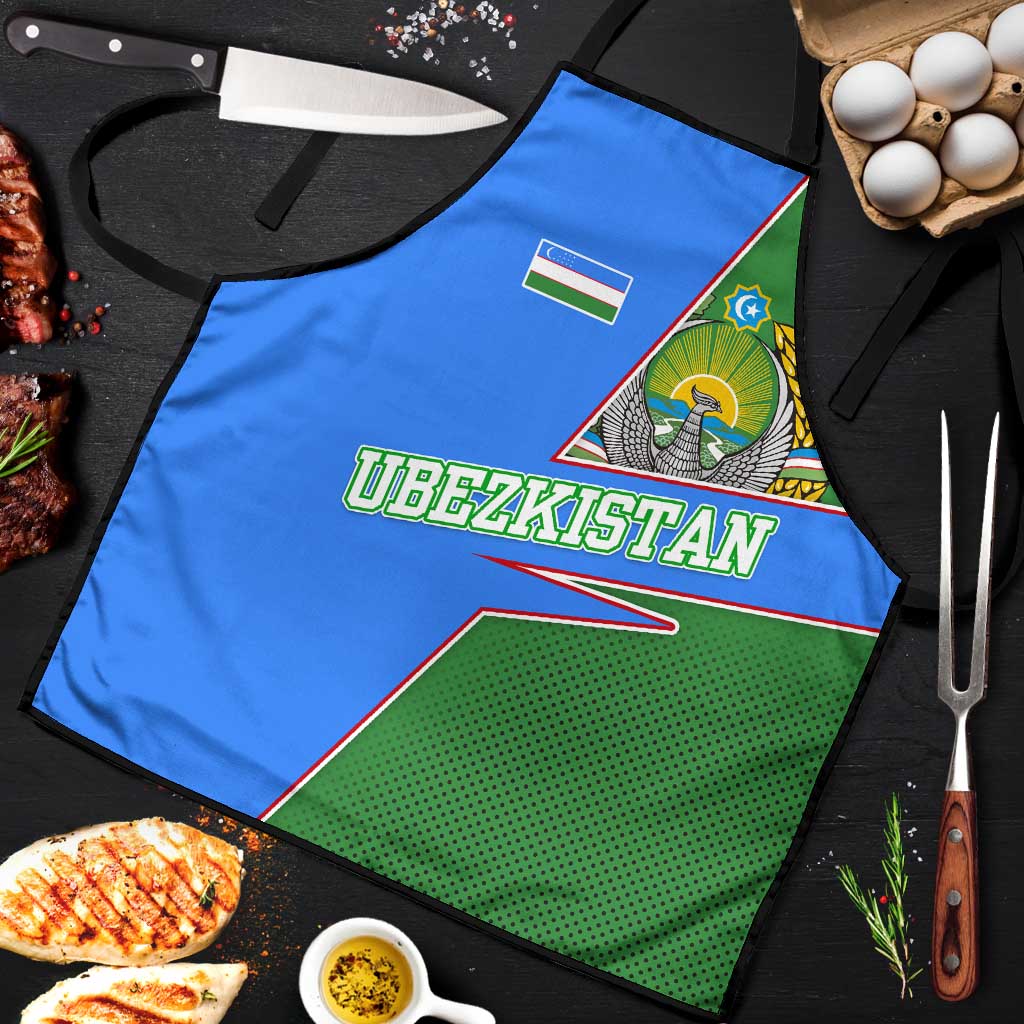 Uzbekistan Apron with National Coat of Arms and Modern Gradient Design - Wonder Print Shop