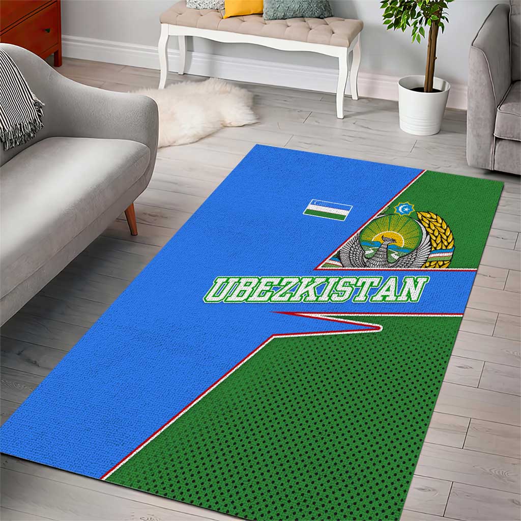 Uzbekistan Area Rug with National Coat of Arms and Modern Gradient Design - Wonder Print Shop