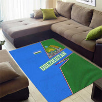 Uzbekistan Area Rug with National Coat of Arms and Modern Gradient Design - Wonder Print Shop
