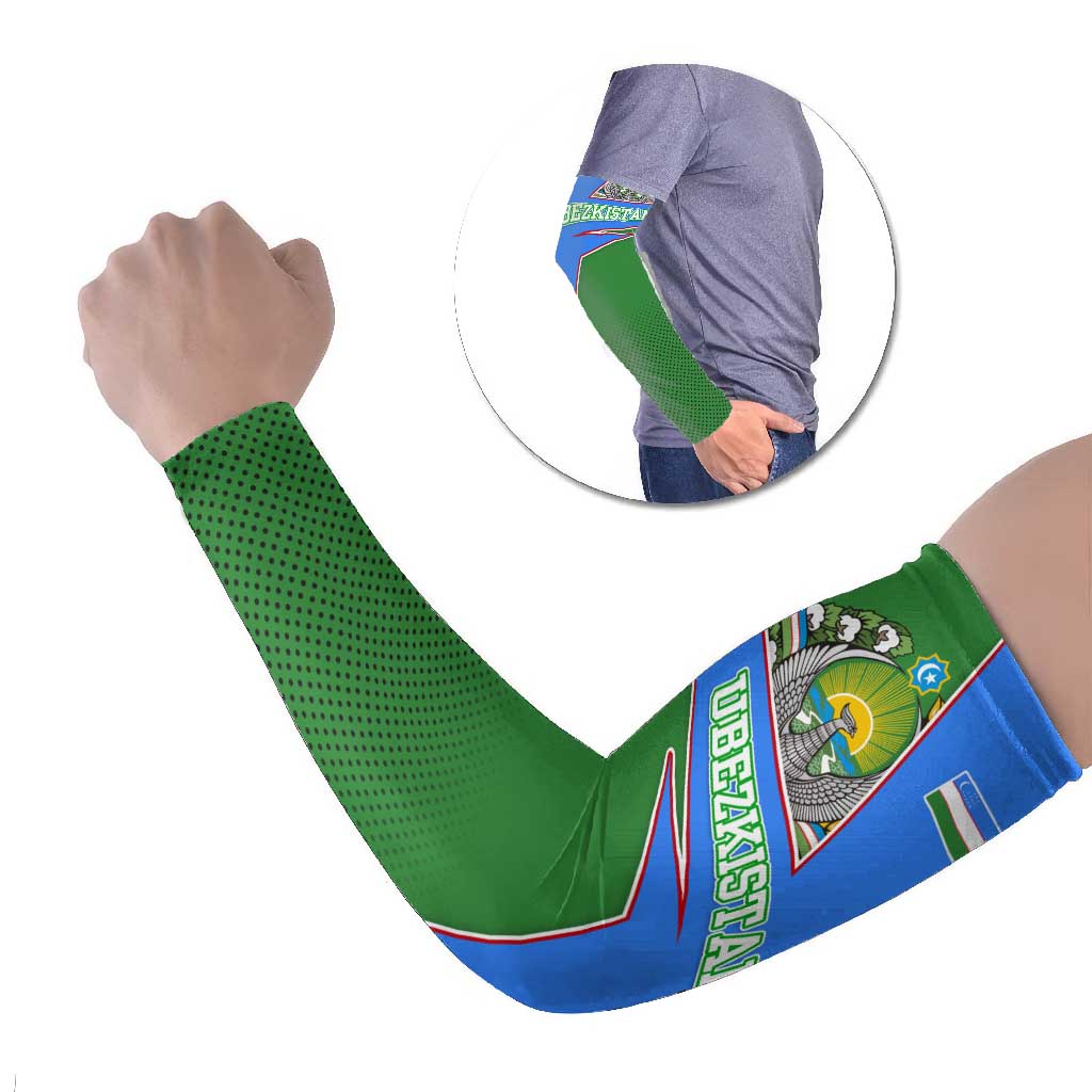 Uzbekistan Arm Sleeves with National Coat of Arms and Modern Gradient Design - Wonder Print Shop
