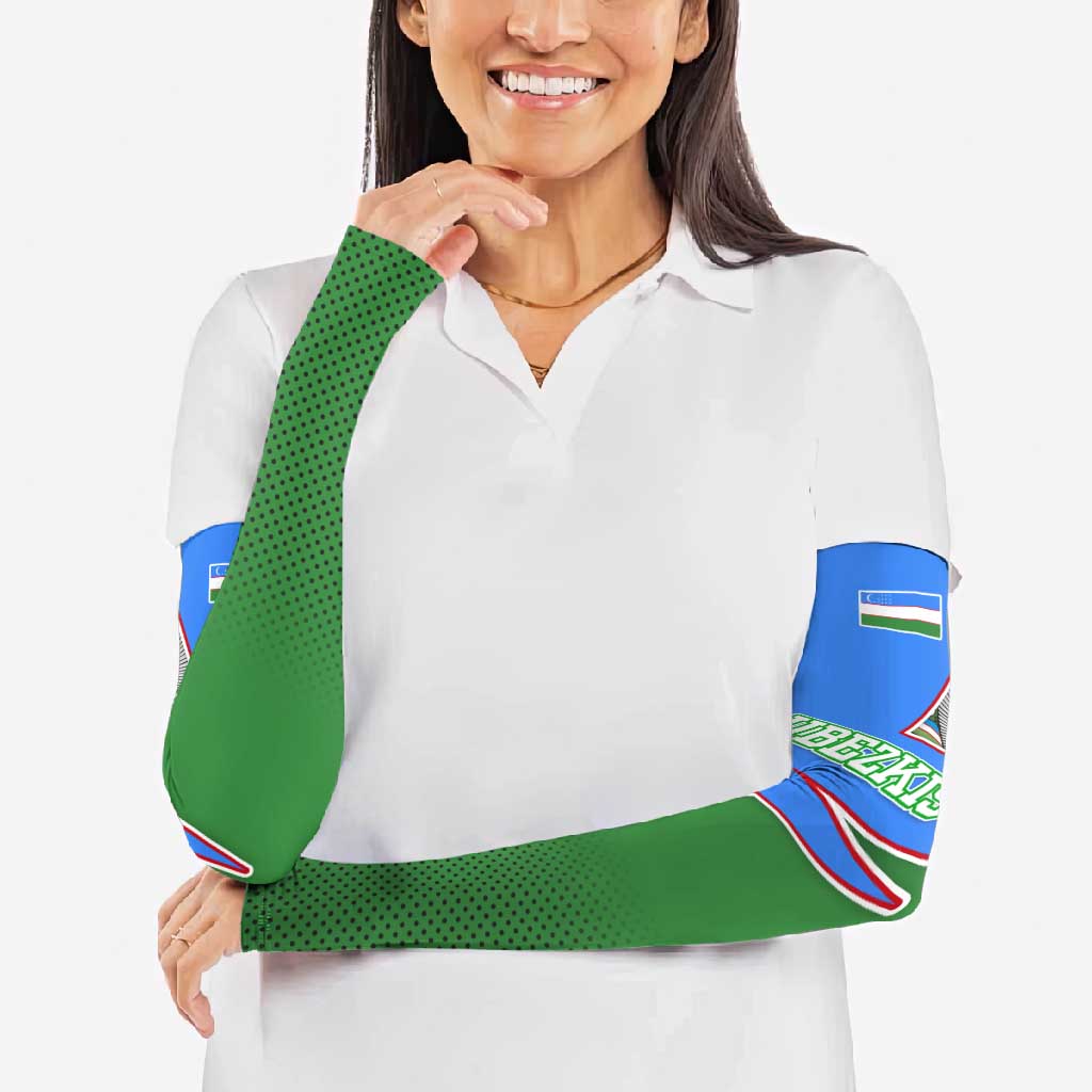 Uzbekistan Arm Sleeves with National Coat of Arms and Modern Gradient Design - Wonder Print Shop