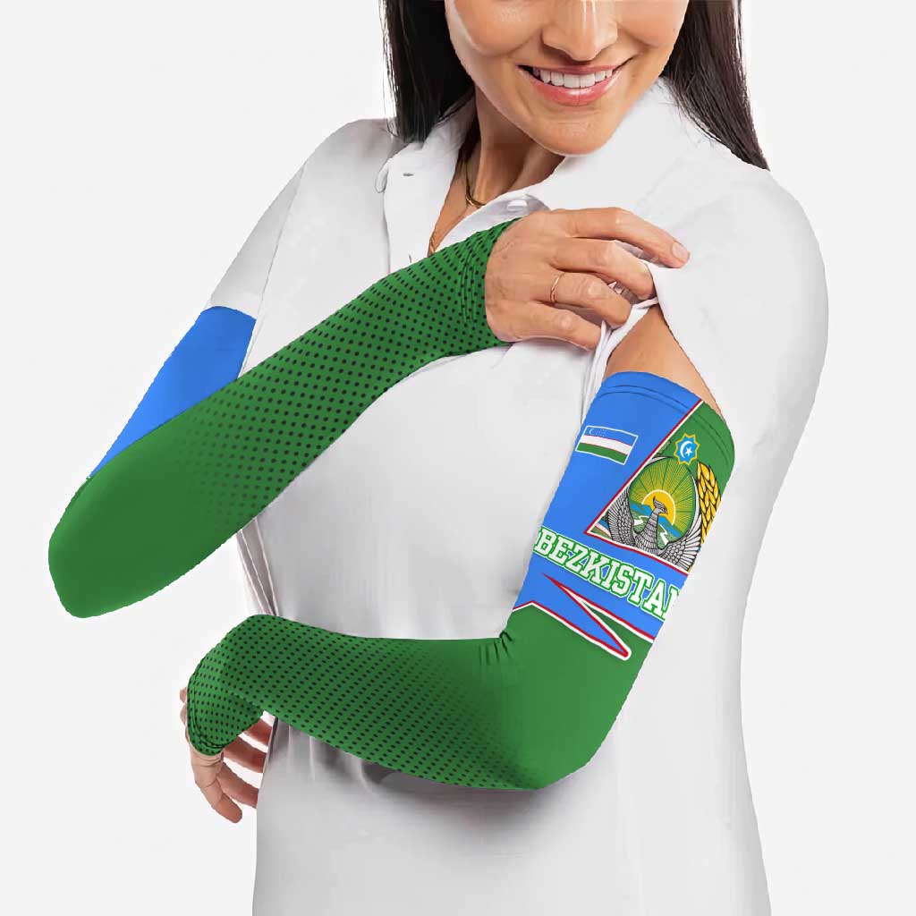 Uzbekistan Arm Sleeves with National Coat of Arms and Modern Gradient Design - Wonder Print Shop