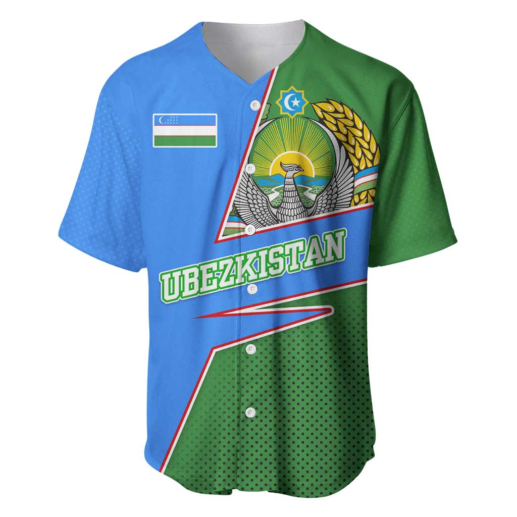 Uzbekistan Baseball Jersey with National Coat of Arms and Modern Gradient Design - Wonder Print Shop