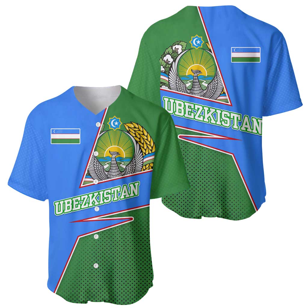 Uzbekistan Baseball Jersey with National Coat of Arms and Modern Gradient Design - Wonder Print Shop
