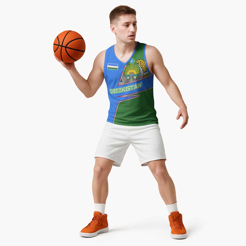Uzbekistan Basketball Jersey with National Coat of Arms and Modern Gradient Design - Wonder Print Shop