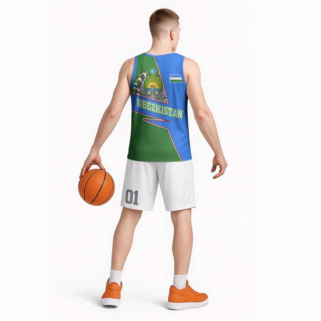 Uzbekistan Basketball Jersey with National Coat of Arms and Modern Gradient Design - Wonder Print Shop