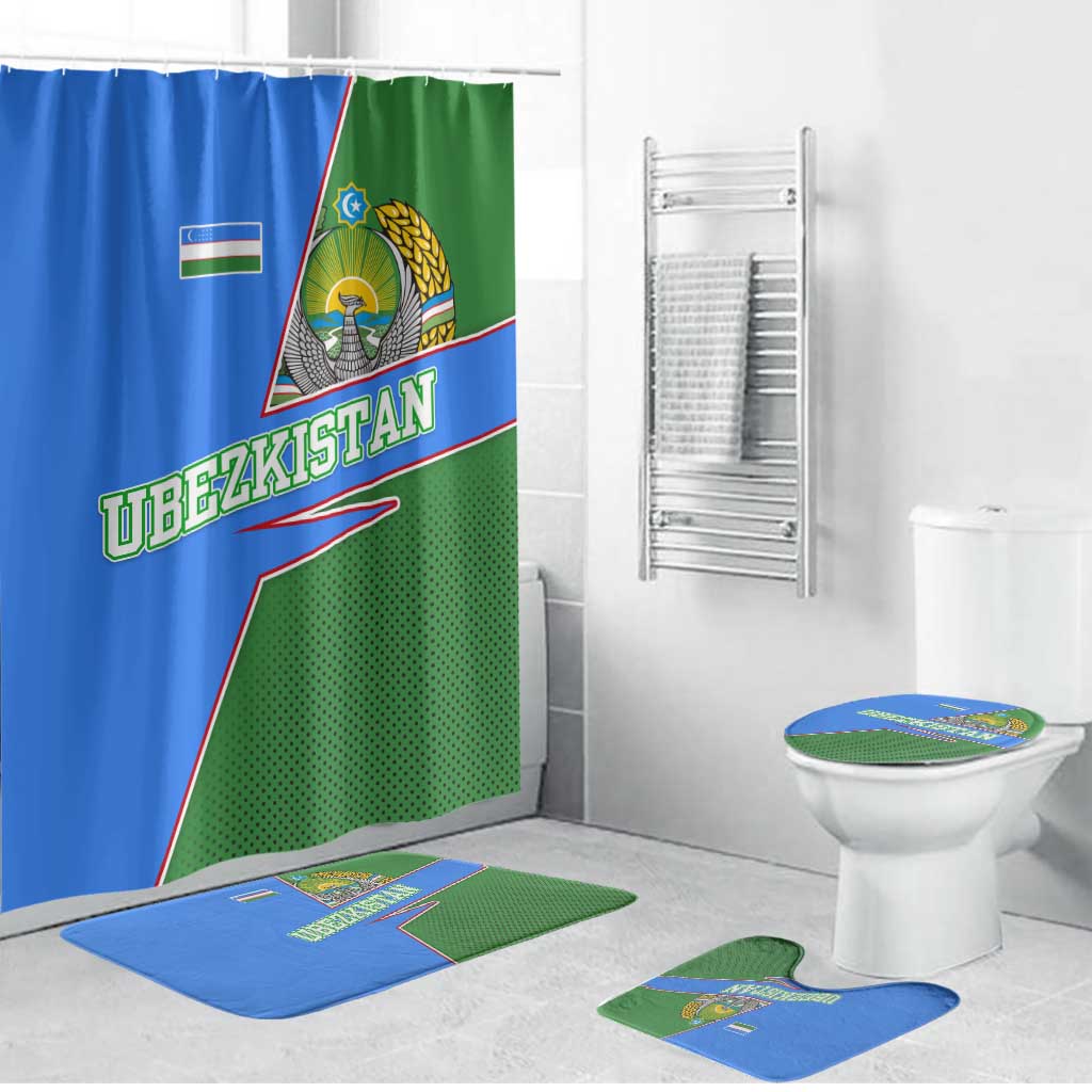 Uzbekistan Bathroom Set with National Coat of Arms and Modern Gradient Design - Wonder Print Shop