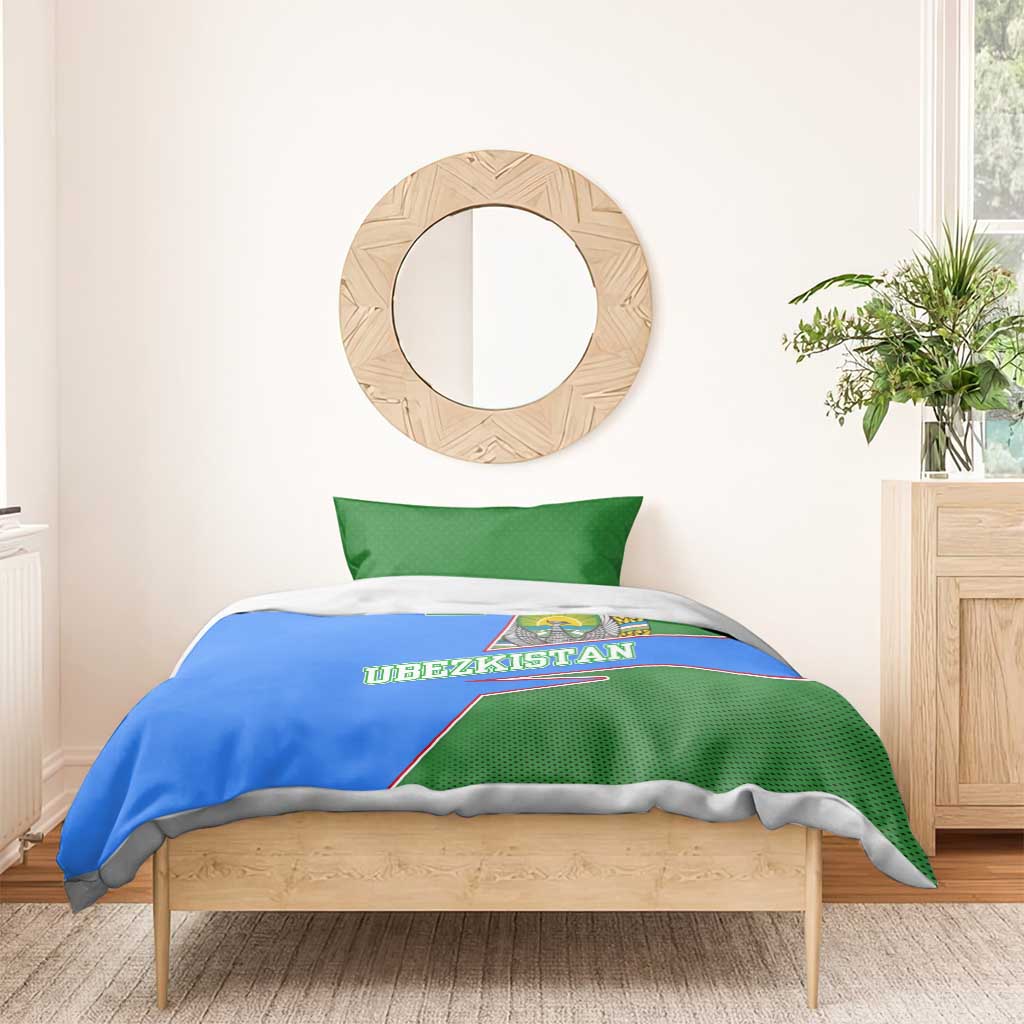 Uzbekistan Bedding Set with National Coat of Arms and Modern Gradient Design - Wonder Print Shop