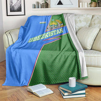 Uzbekistan Blanket with National Coat of Arms and Modern Gradient Design - Wonder Print Shop
