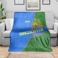 Uzbekistan Blanket with National Coat of Arms and Modern Gradient Design - Wonder Print Shop