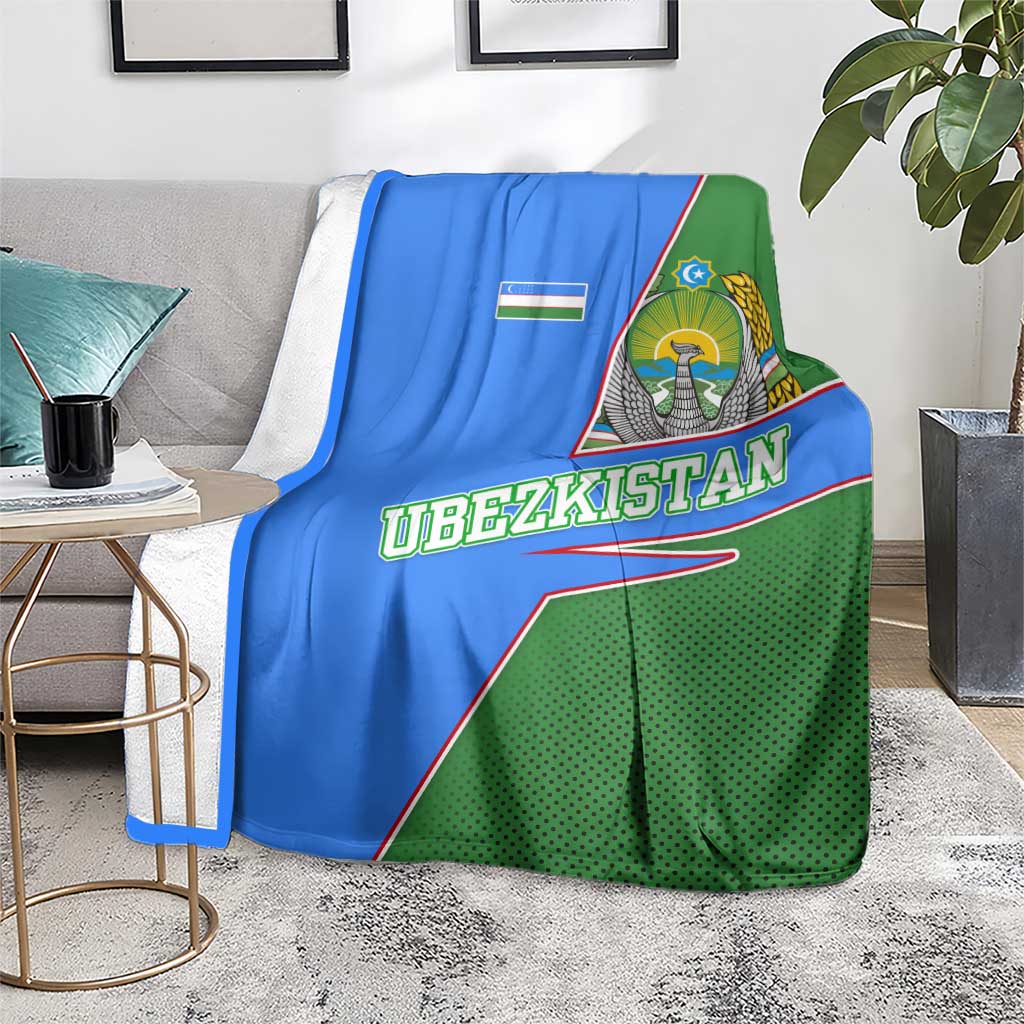 Uzbekistan Blanket with National Coat of Arms and Modern Gradient Design - Wonder Print Shop