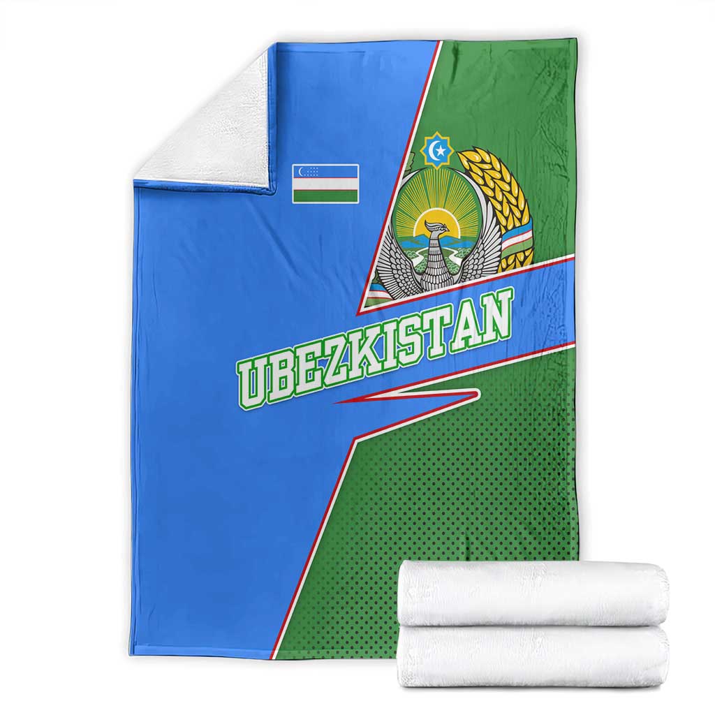 Uzbekistan Blanket with National Coat of Arms and Modern Gradient Design - Wonder Print Shop
