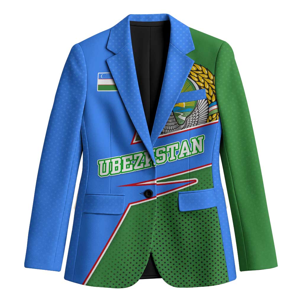 Uzbekistan Blazer with National Coat of Arms and Modern Gradient Design - Wonder Print Shop