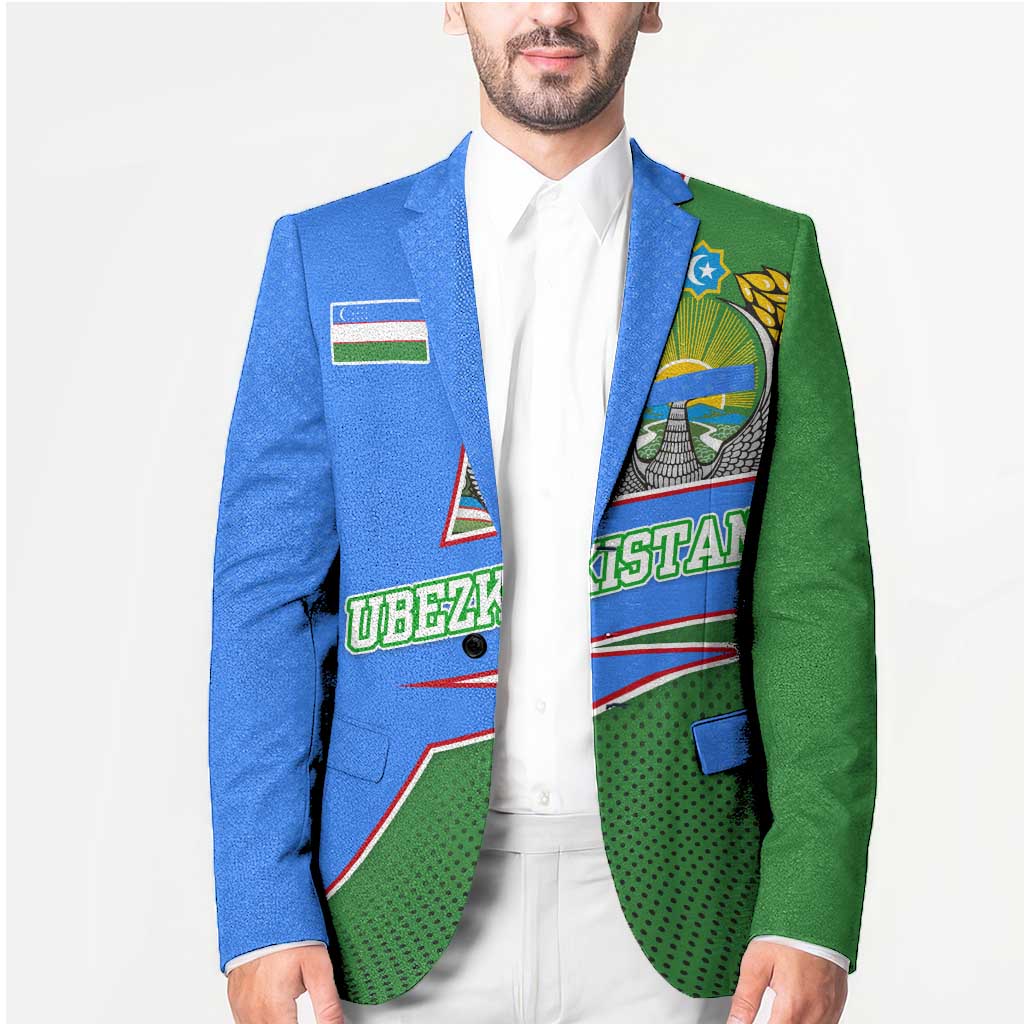Uzbekistan Blazer with National Coat of Arms and Modern Gradient Design - Wonder Print Shop