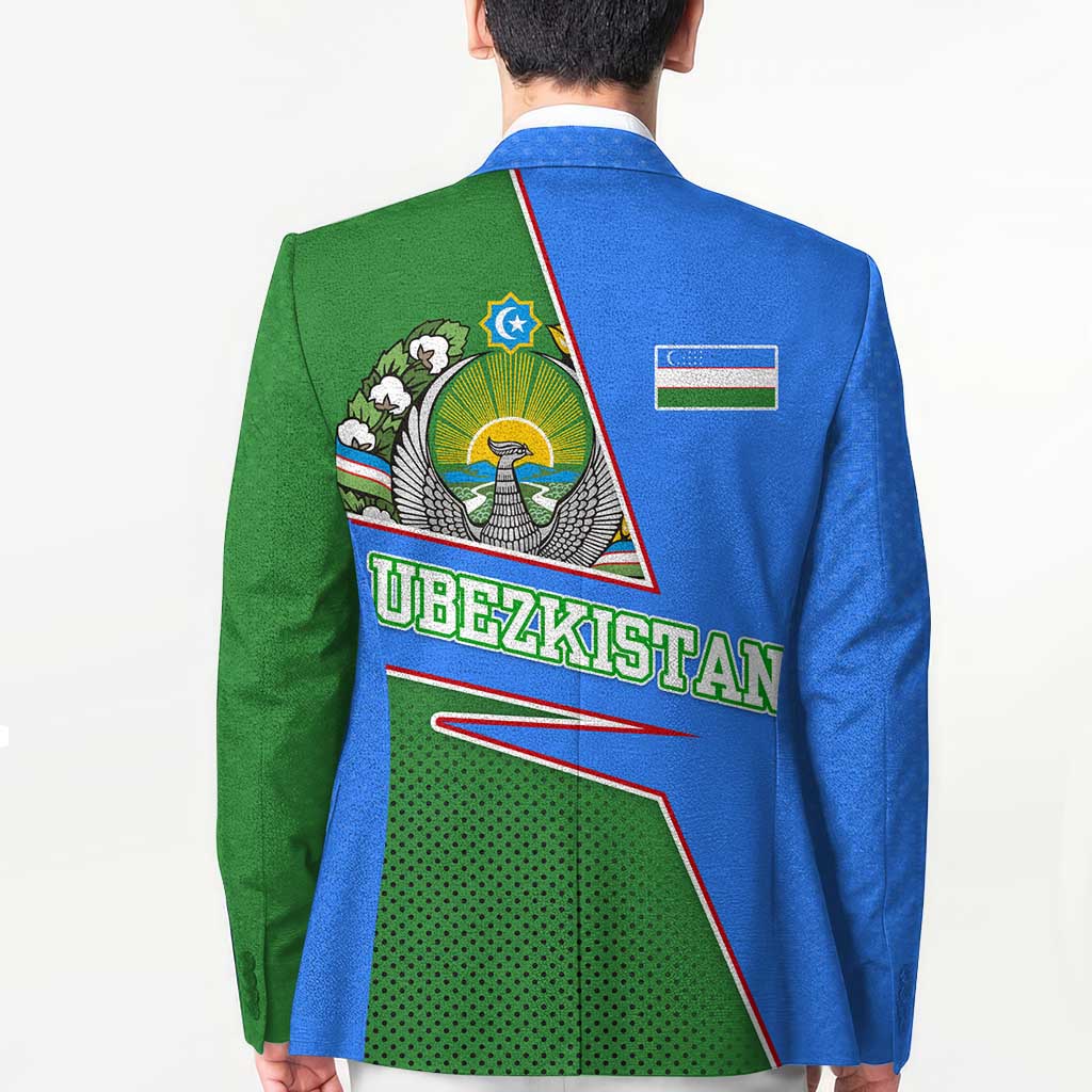 Uzbekistan Blazer with National Coat of Arms and Modern Gradient Design - Wonder Print Shop