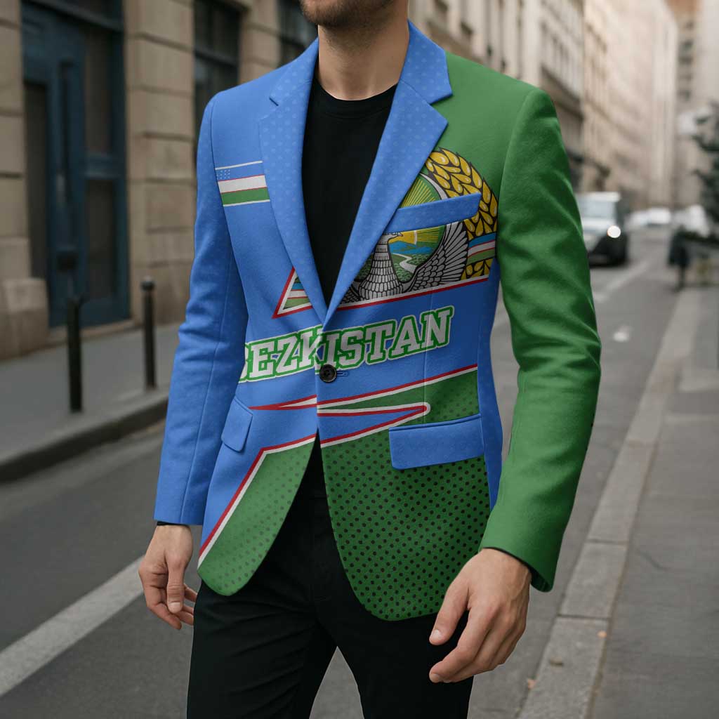 Uzbekistan Blazer with National Coat of Arms and Modern Gradient Design - Wonder Print Shop