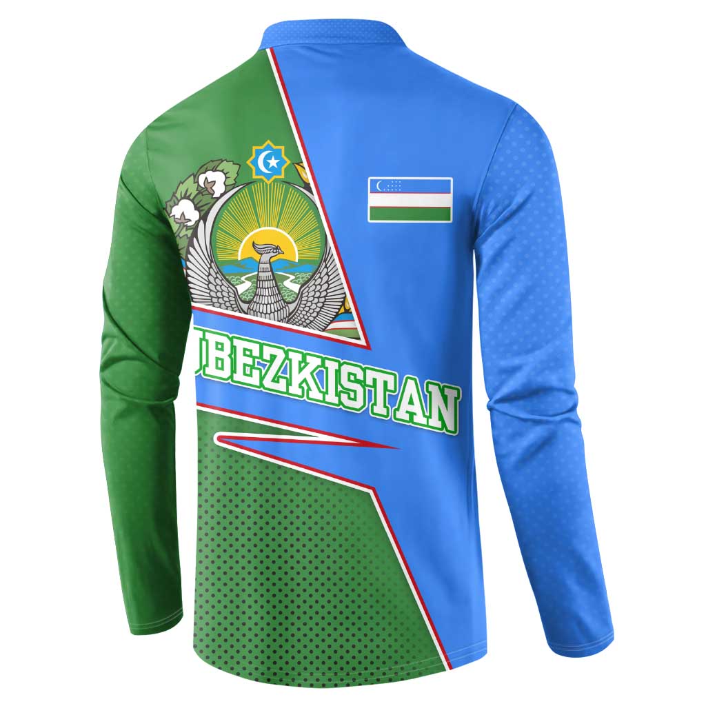 Uzbekistan Button Sweatshirt with National Coat of Arms and Modern Gradient Design - Wonder Print Shop