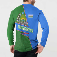 Uzbekistan Button Sweatshirt with National Coat of Arms and Modern Gradient Design - Wonder Print Shop