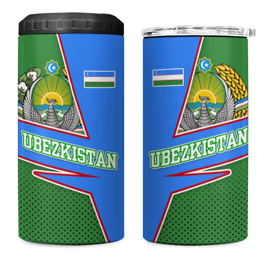 Uzbekistan 4 in 1 Can Cooler Tumbler with National Coat of Arms and Modern Gradient Design - Wonder Print Shop