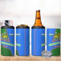 Uzbekistan 4 in 1 Can Cooler Tumbler with National Coat of Arms and Modern Gradient Design - Wonder Print Shop
