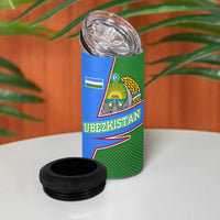 Uzbekistan 4 in 1 Can Cooler Tumbler with National Coat of Arms and Modern Gradient Design - Wonder Print Shop