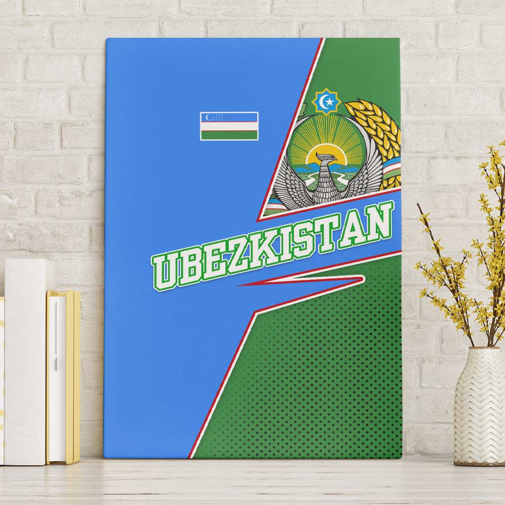 Uzbekistan Canvas Wall Art with National Coat of Arms and Modern Gradient Design - Wonder Print Shop