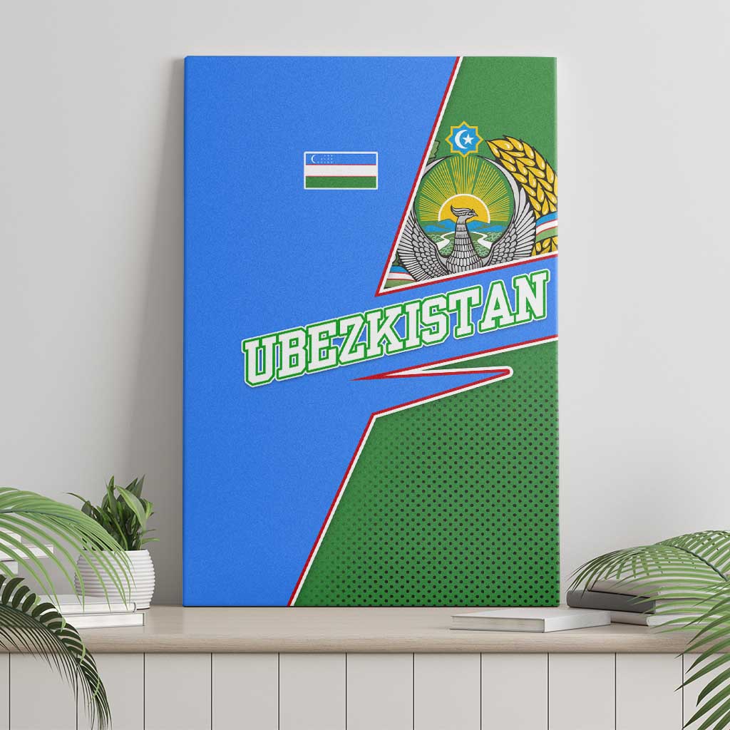 Uzbekistan Canvas Wall Art with National Coat of Arms and Modern Gradient Design - Wonder Print Shop