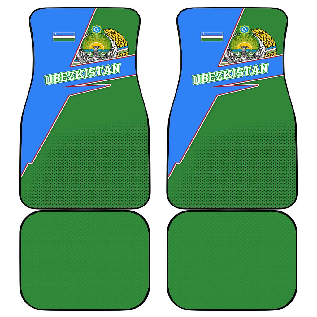 Uzbekistan Car Mats with National Coat of Arms and Modern Gradient Design - Wonder Print Shop