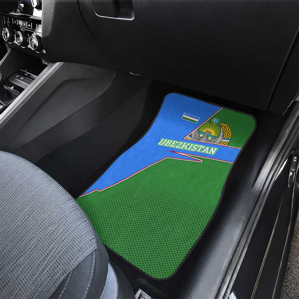 Uzbekistan Car Mats with National Coat of Arms and Modern Gradient Design - Wonder Print Shop