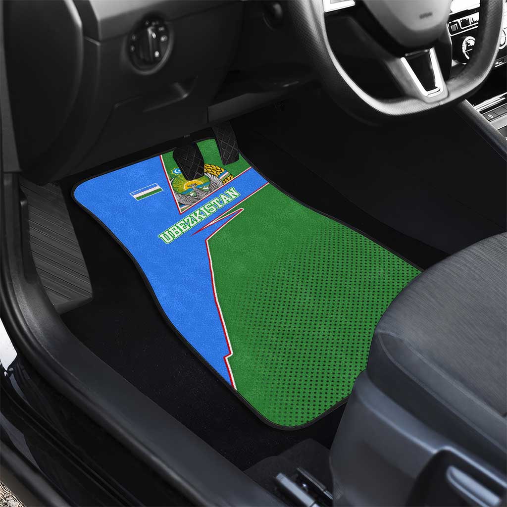 Uzbekistan Car Mats with National Coat of Arms and Modern Gradient Design - Wonder Print Shop