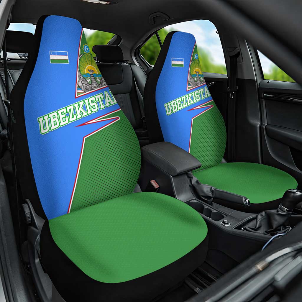 Uzbekistan Car Seat Cover with National Coat of Arms and Modern Gradient Design - Wonder Print Shop