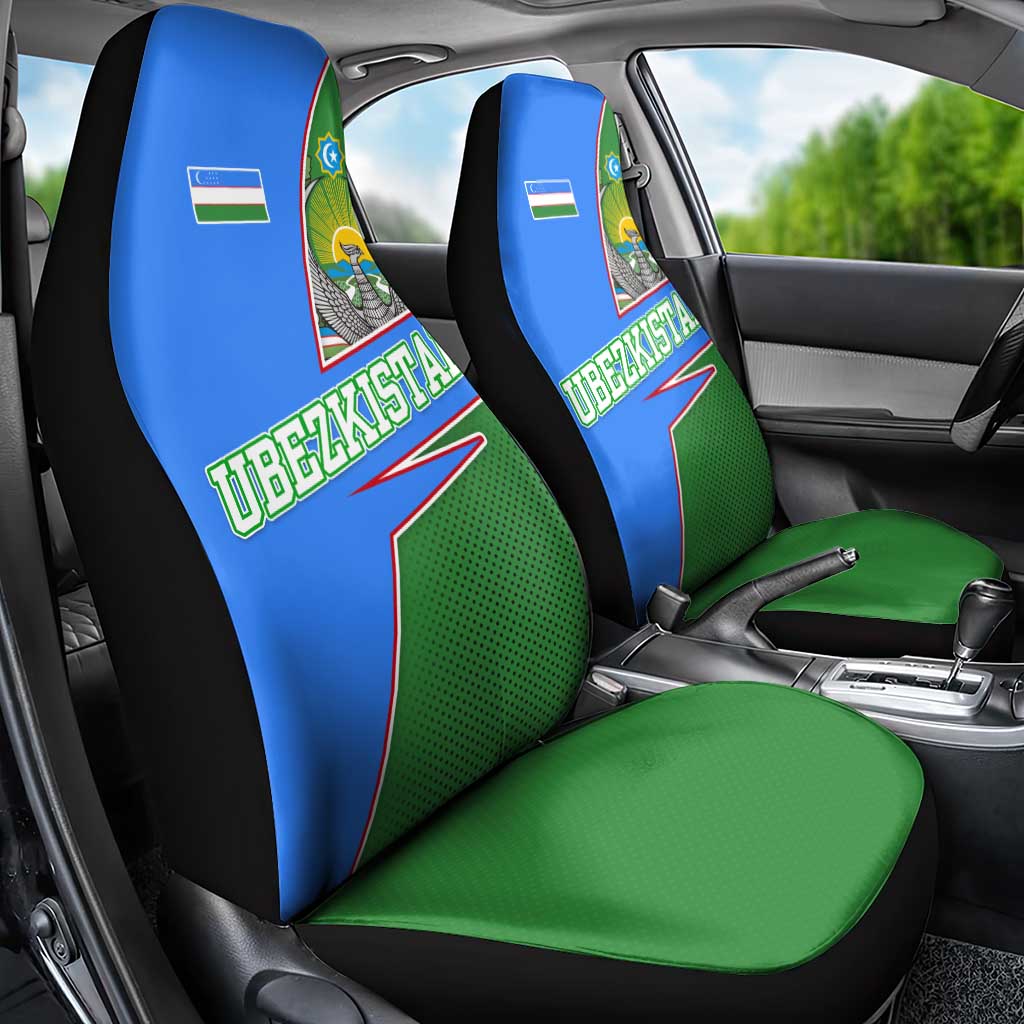 Uzbekistan Car Seat Cover with National Coat of Arms and Modern Gradient Design - Wonder Print Shop