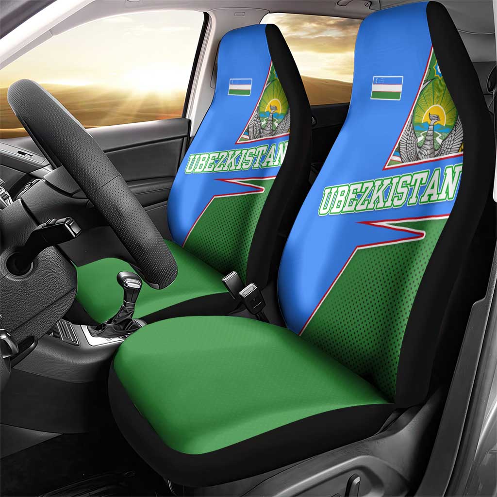 Uzbekistan Car Seat Cover with National Coat of Arms and Modern Gradient Design - Wonder Print Shop