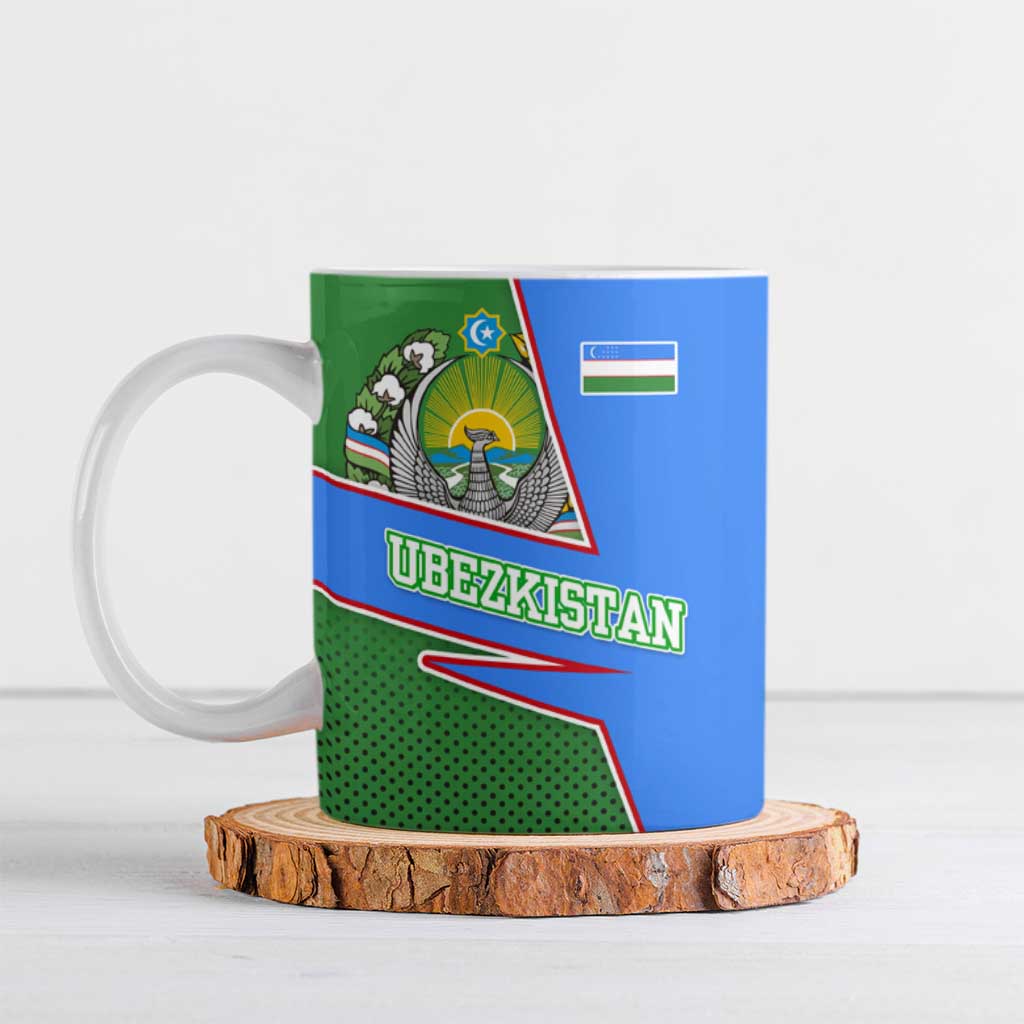 Uzbekistan Ceramic Mug with National Coat of Arms and Modern Gradient Design - Wonder Print Shop