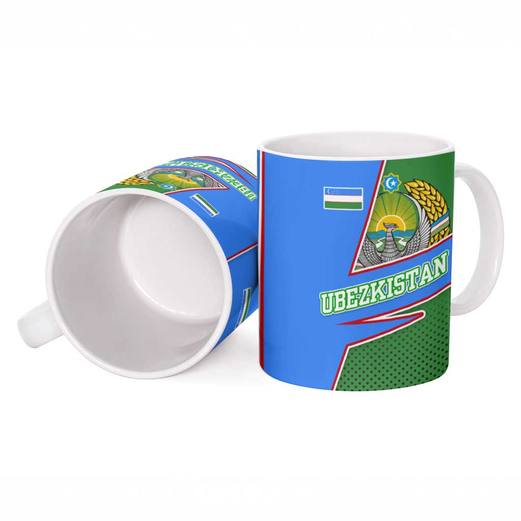 Uzbekistan Ceramic Mug with National Coat of Arms and Modern Gradient Design - Wonder Print Shop