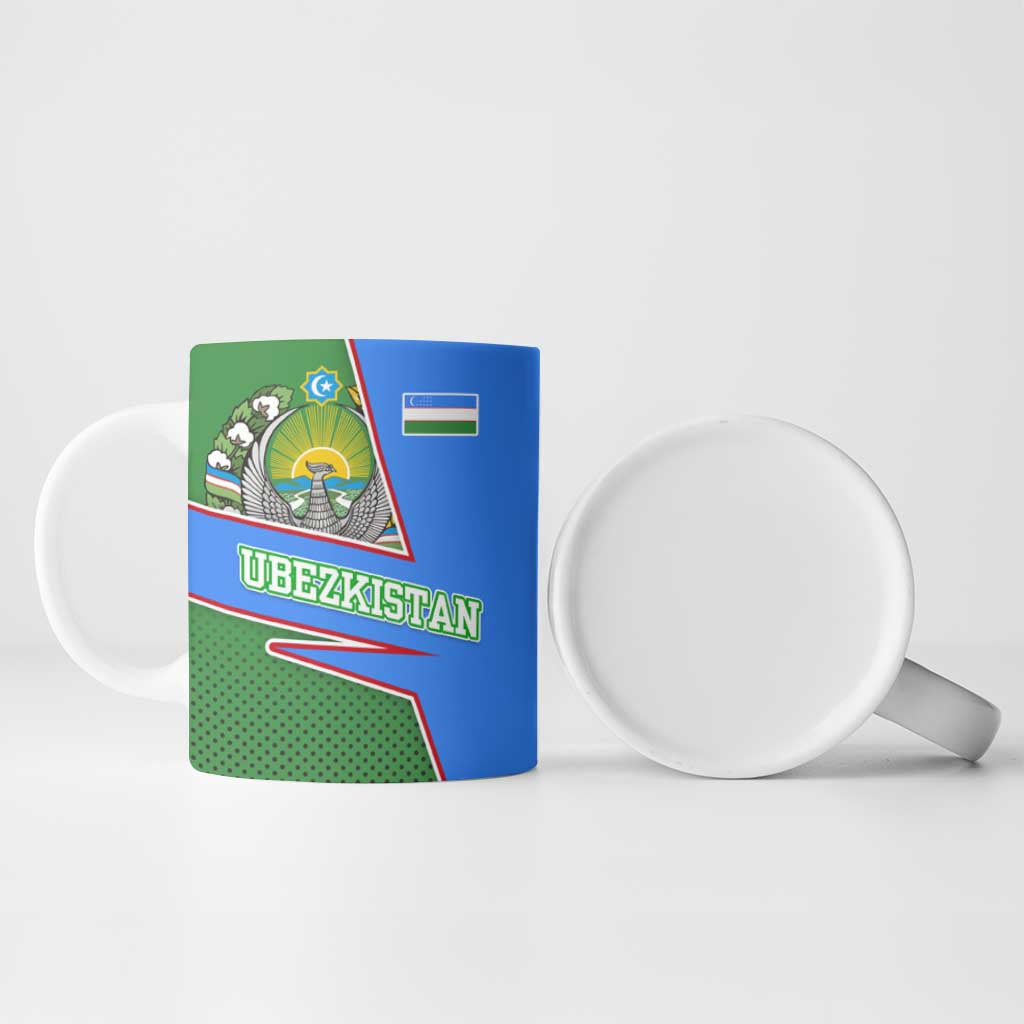 Uzbekistan Ceramic Mug with National Coat of Arms and Modern Gradient Design - Wonder Print Shop