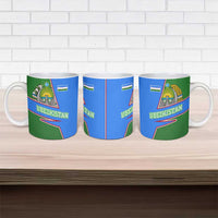 Uzbekistan Ceramic Mug with National Coat of Arms and Modern Gradient Design - Wonder Print Shop
