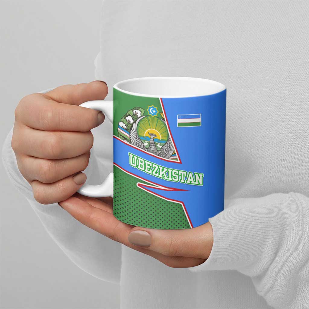 Uzbekistan Ceramic Mug with National Coat of Arms and Modern Gradient Design - Wonder Print Shop