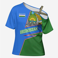 Uzbekistan Cross Shoulder Shirt with National Coat of Arms and Modern Gradient Design - Wonder Print Shop