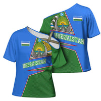Uzbekistan Cross Shoulder Shirt with National Coat of Arms and Modern Gradient Design - Wonder Print Shop