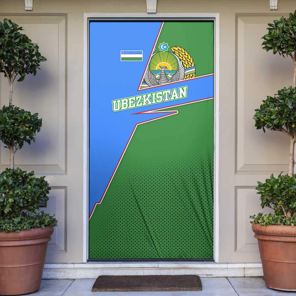Uzbekistan Door Cover with National Coat of Arms and Modern Gradient Design - Wonder Print Shop