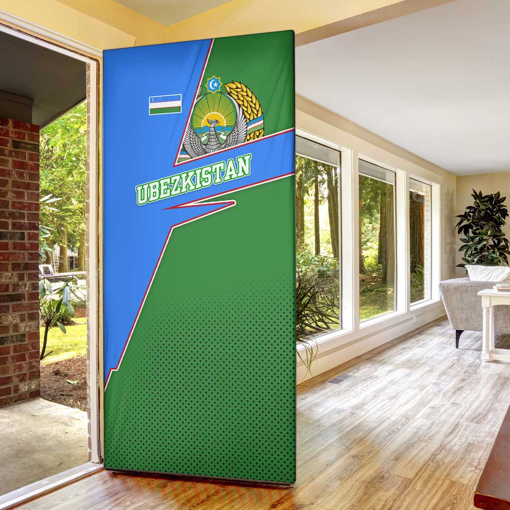 Uzbekistan Door Cover with National Coat of Arms and Modern Gradient Design - Wonder Print Shop