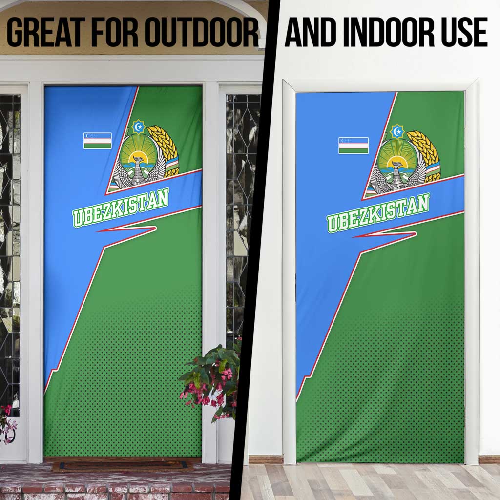Uzbekistan Door Cover with National Coat of Arms and Modern Gradient Design - Wonder Print Shop