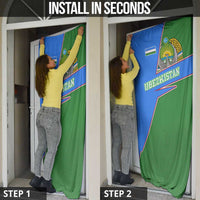 Uzbekistan Door Cover with National Coat of Arms and Modern Gradient Design - Wonder Print Shop