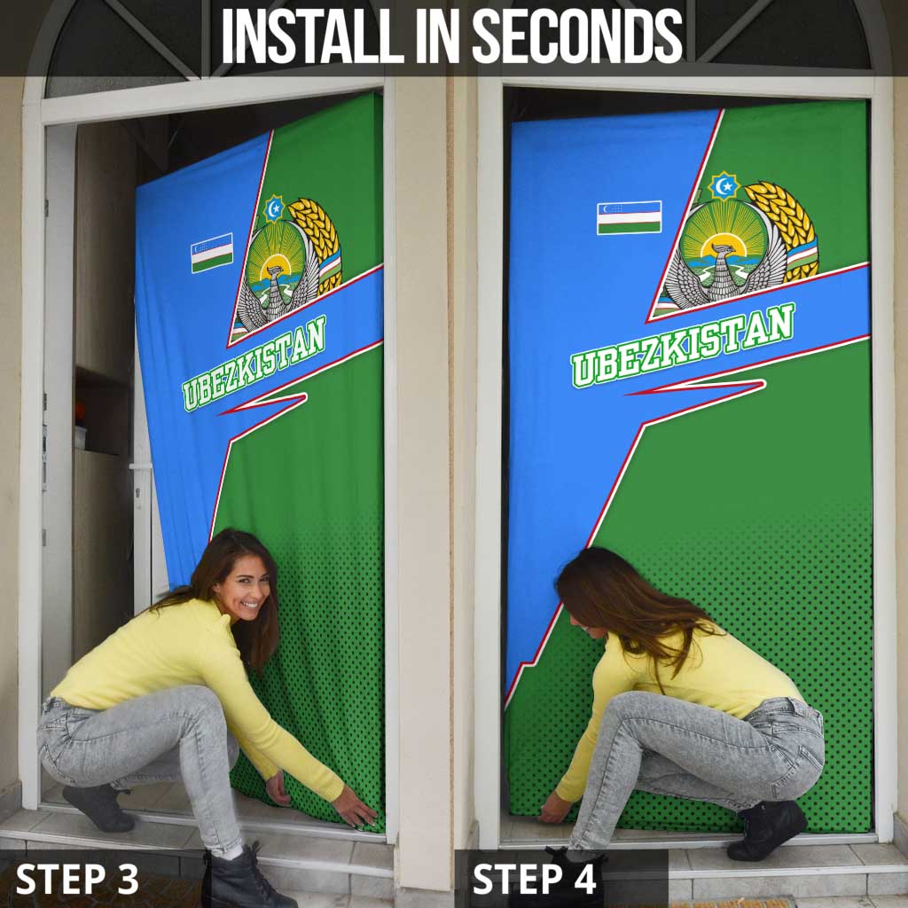 Uzbekistan Door Cover with National Coat of Arms and Modern Gradient Design - Wonder Print Shop