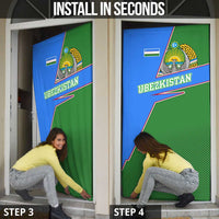 Uzbekistan Door Cover with National Coat of Arms and Modern Gradient Design - Wonder Print Shop