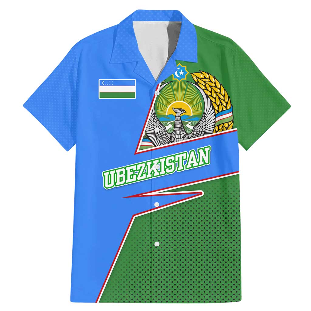 Uzbekistan Family Matching Mermaid Dress and Hawaiian Shirt with National Coat of Arms and Modern Gradient Design - Wonder Print Shop