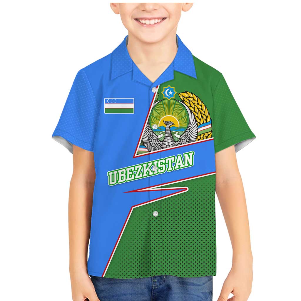 Uzbekistan Family Matching Mermaid Dress and Hawaiian Shirt with National Coat of Arms and Modern Gradient Design - Wonder Print Shop